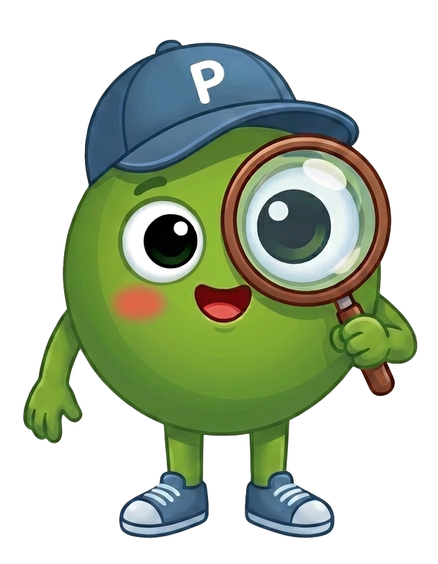 A pea detective with a magnifying glass